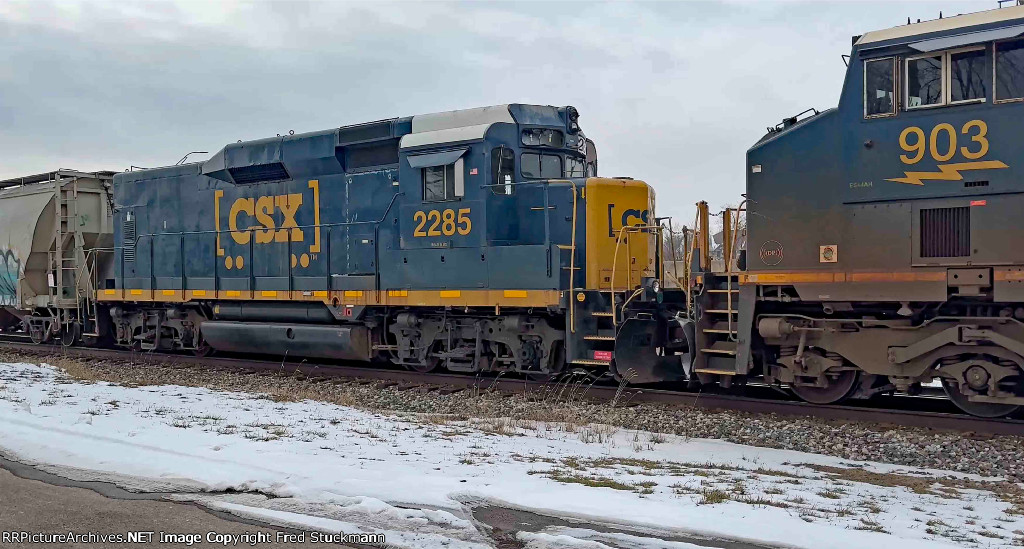 CSX 2285 makes a guest appearance.